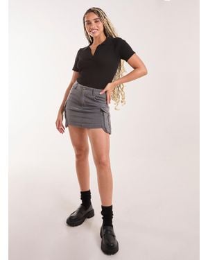 Pink Vanilla Oversized Pocket Cargo Mini Skirt - Natural