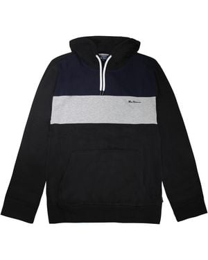 Ben Sherman Panelled Hoodie Cotton - Blue