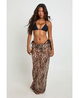 Boohoo Print Sheer Mesh Beach Maxi Skirt - Multicolour