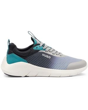 HUGO Wayne Runn Gradient Pattern Low Top Trainers - Blue