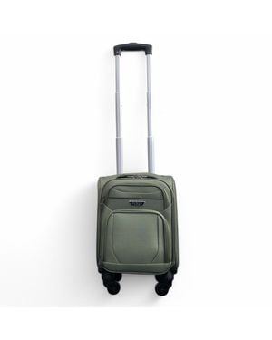 Infinity Leather Soft Shell Lightweight Nylon 4 Wheel Underseat Cabin Case Holiday Suitcase - Grey