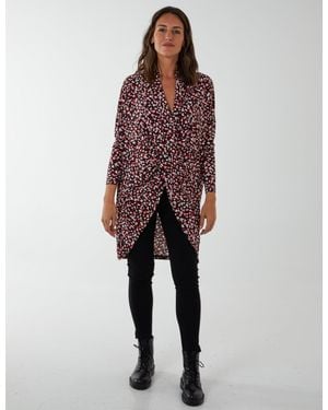 Blue Vanilla Draped Dip Hem Top - Red