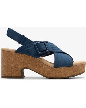 Clarks Nerisa West Nubuck Sandals - Blue