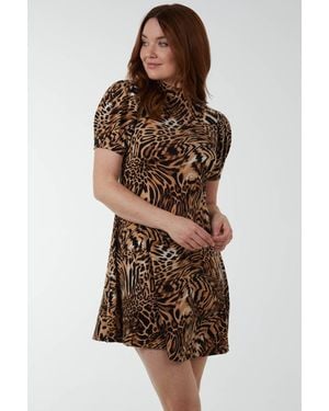 Blue Vanilla Print Smock Dress - Brown