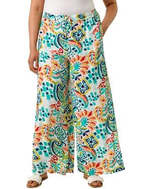 Roman Curve Abstract Print Trousers - Blue