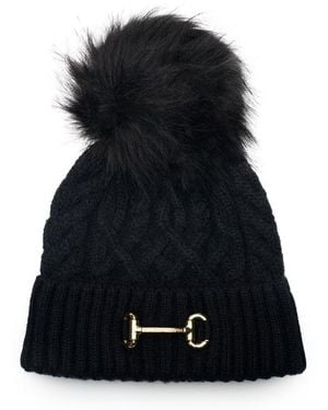 Holland Cooper Horsebit Bobble Beanie - Black