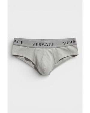 Versace Low-Rise Cotton Slip Briefs - Grey