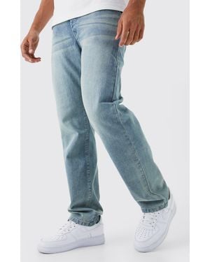 BoohooMAN Relaxed Rigid Washed Jeans - Blue