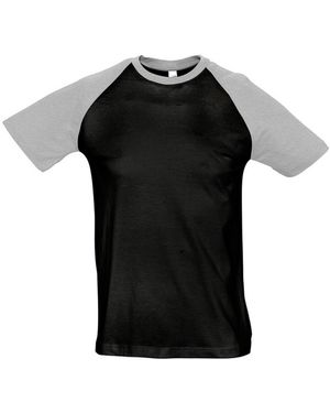 Sol's Funky Contrast Short Sleeve T-Shirt Marl) Cotton - Black