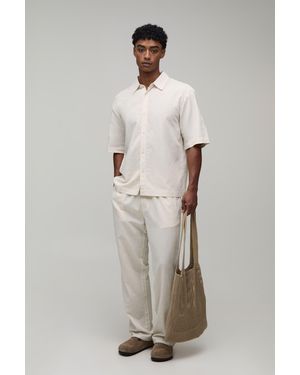 BoohooMAN Oversized Half Sleeve Fruit Print Shirt And Relaxed Trouser Set - Natural