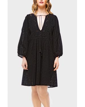 Elle Jane Embroidery Anglaise Beach Dress - Black