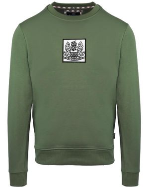 Aquascutum Crew Neck Ribbed Collar Long Sleeve Sweatshirt - Green