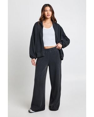 Boohoo Washed Oversized Zip Through Hoodie Tracksuit - Blue