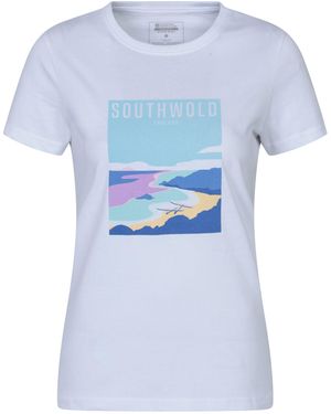 Mountain Warehouse Regional Southwold Graphic Tee Crew Neck Breathable Everyday T-Shirt Cotton - Blue