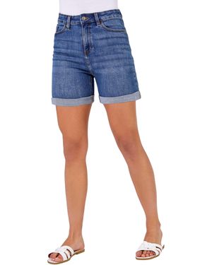 Roman Stretch Denim Mom Shorts - Blue