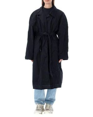 Balenciaga Midnight Cotton Overcoat - Blue