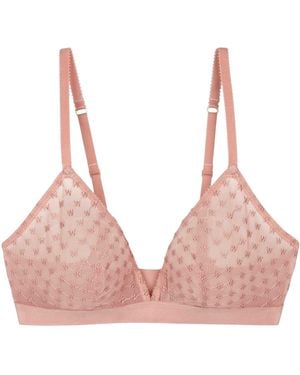 Wolford Ladies Geometric Sheer Triangle Cups Bralette - Pink