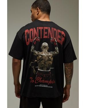 BoohooMAN Active Boxing Oversized T-Shirt - Black