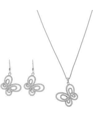Orphelia 925 Sterling Set: Chain-Pendant + Earrings - Metallic