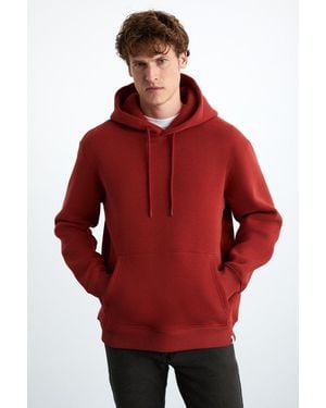 Grimelange Hooded Pocket Regular Sweatshirt - Red