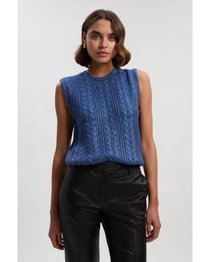 Karen Millen Foil Cable Knit Tank Top - Blue