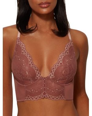 Gossard Superboost Lace Deep V Bralette - Brown