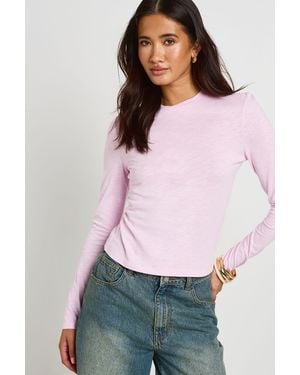 Boohoo Slub Long Sleeve Fitted Top - Pink