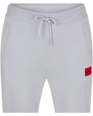 HUGO Fleece Logo Relaxed Fit Joggers Cotton - Blue