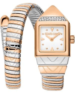 Roberto Cavalli Snake Stainless Steel Two Tone Colour Watch - White