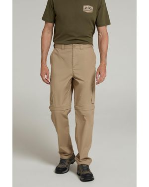 Mountain Warehouse 'Trek' Convertible Trousers With Pockets Quick Drying Hiking Travel Trousers Polycotton - Natural