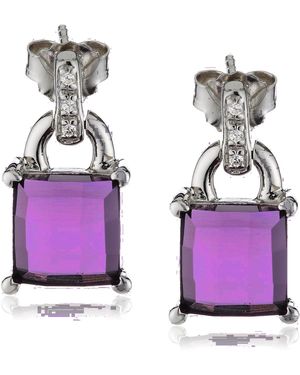 Orphelia 925 Sterling Drop Earrings - Purple