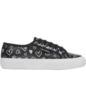 Superga Ladies Hearts Vegan Leather Trainers - Black