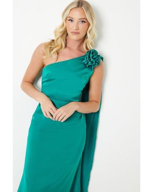 Debut London By Coast Corsage And Cape Detail Midi Dress - Blue