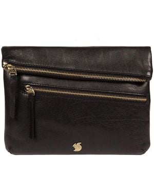 Conkca 'Flare' Leather Clutch Bag - Black