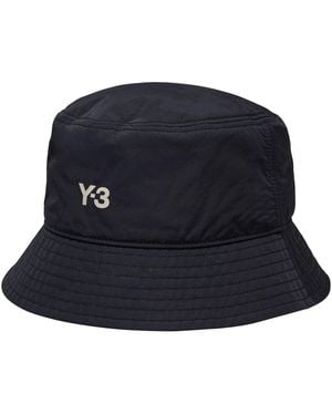 Y-3 Accessoires Allover Print Bucket Hat In Zwart - Blauw