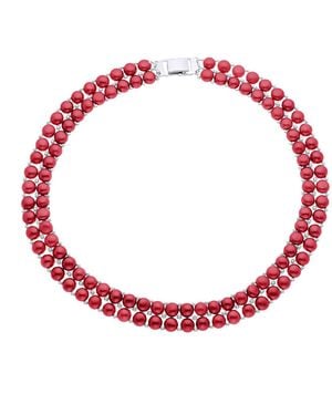 Ateliers Saint Germain Necklace 2 Rows Of Real Freshwater Pearls 4 Mm - Red