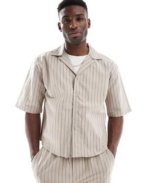 Only & Sons Relaxed Fit Linen Shirt Co-Ord - Natural