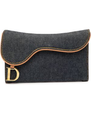 Dior Pre-Owned Denim Saddle Trifold Continental Wallet - Blue