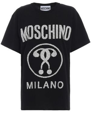 Moschino Milano Double Question Mark Logo T-Shirt Cotton - Black