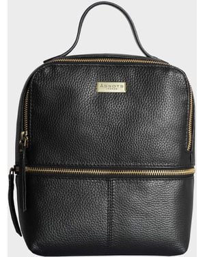 Assots London 'ella' Black Pebble Grain Mini Real Leather Backpack For Women