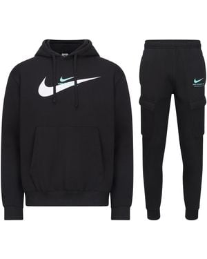 Nike Sportswear Standard Issue Hooded Fleece Tracksuit Cotton - Black