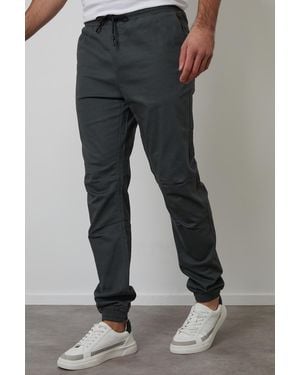 Threadbare Cotton Jogger Style Cuffed Trousers With Stretch - Grey