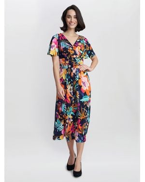 Gina Bacconi Hattie Jersey Print Dress - White