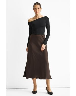 Gini London Bias Midi Skirt - Black