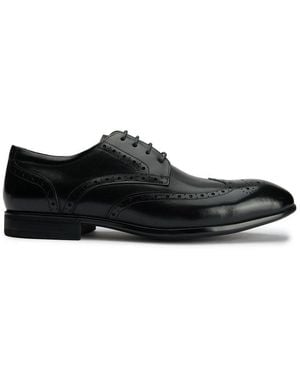 Sole Ldn Wide Fit Brogue Shoes - Black