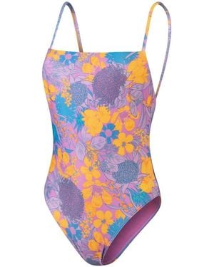 Speedo Allover Floral Patterned Swimsuit - Blue