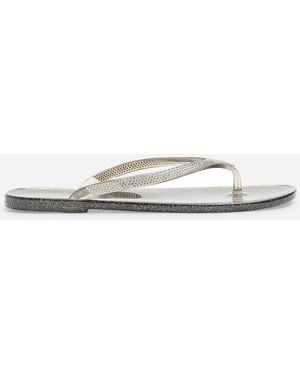 Where's That From Wheres Giuliana Glitter Toe Post Flip Flops - White