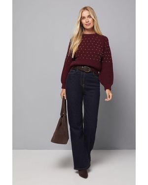 Wallis Petite Stud Embellished Jumper - Blue