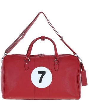 Ashwood Leather 'No7' Real Sports Holdall Bag With Shoulder Strap - Red