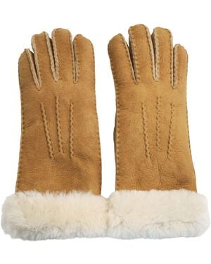 Infinity Leather Genuine Sheepskin Suede Gloves With Fur Cuff - Metallic